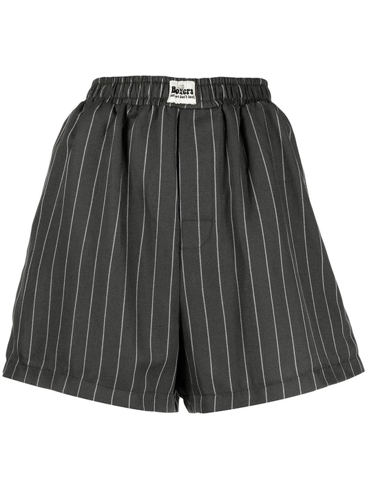 Pinstripe-Print Elasticated Shorts