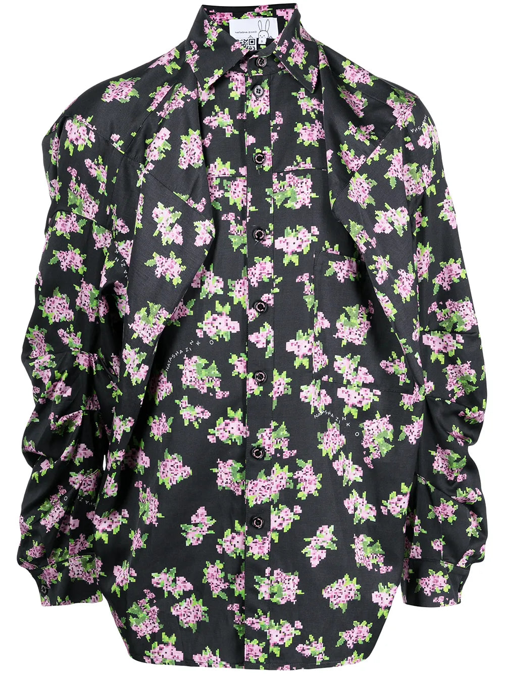 Pixel Floral-Print Box Shirt