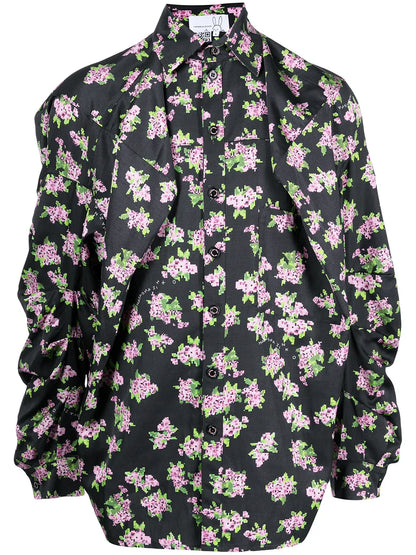 Pixel Floral-Print Box Shirt