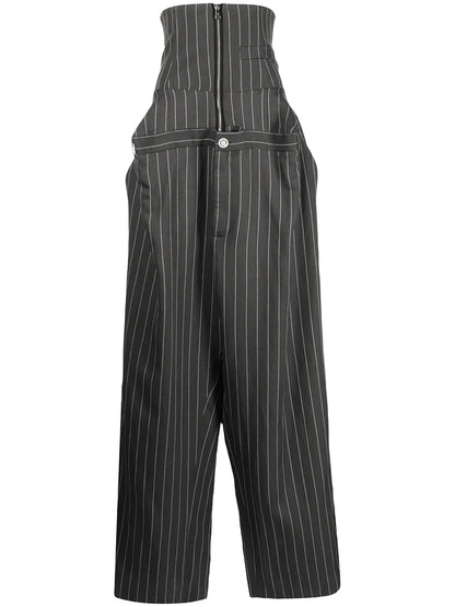 Pinstripe-Print Corset Boxy Trousers