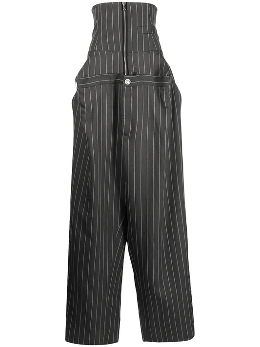 Pinstripe-Print Corset Boxy Trousers