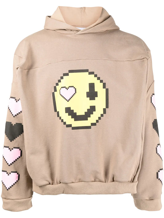 Pixel-Smiley Pullover Box Hoodie