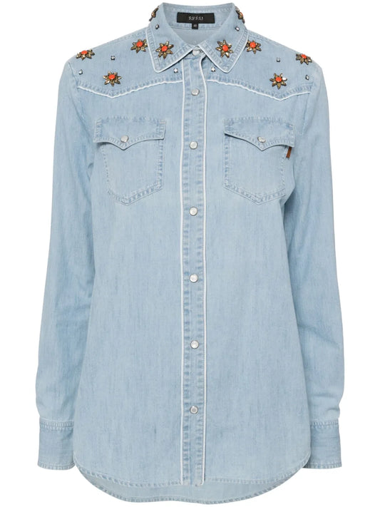 Embellished Yoke Denim Shirt