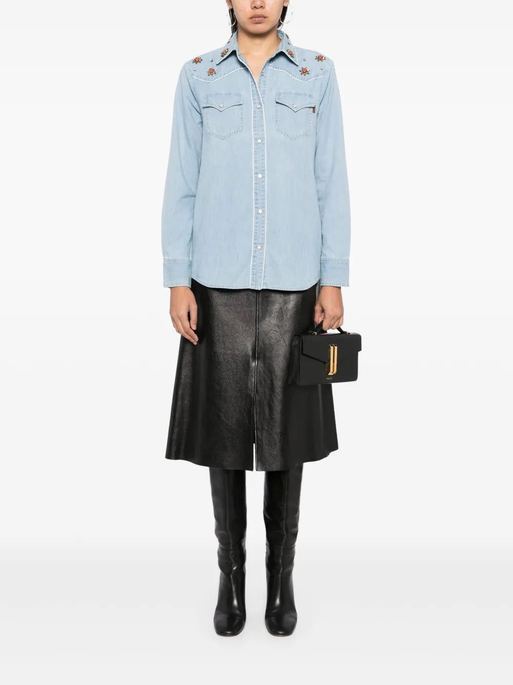 Embellished Yoke Denim Shirt