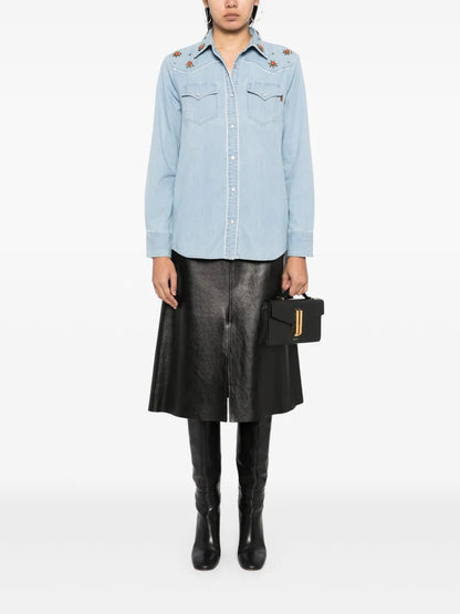 Embellished Yoke Denim Shirt
