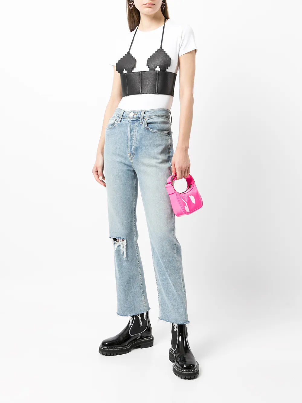 Leather Pixel Heart Top