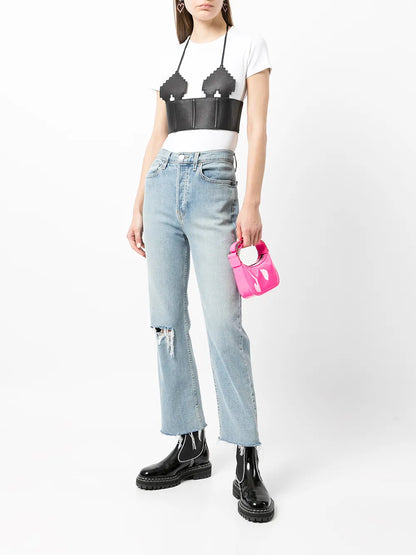Leather Pixel Heart Top