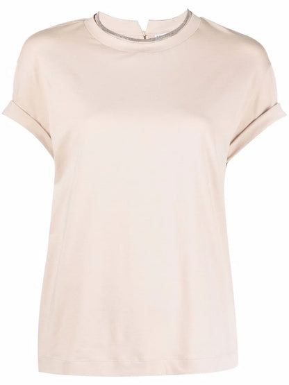 Constrast-Trim Fitted T-Shirt
