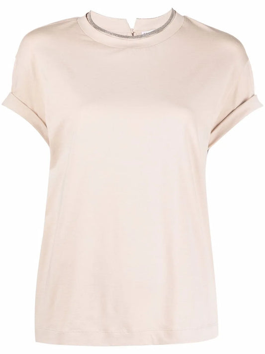 Constrast-Trim Fitted T-Shirt