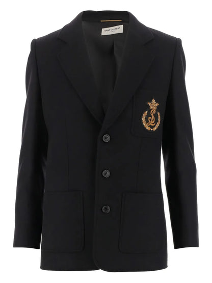 Logo-Embroidered Single-Breasted Blazer