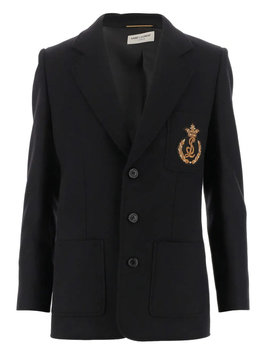 Logo-Embroidered Single-Breasted Blazer