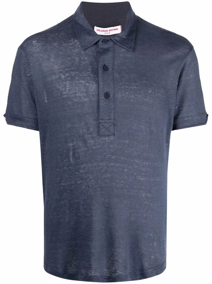 Short-Sleeved Linen Polo Shirt