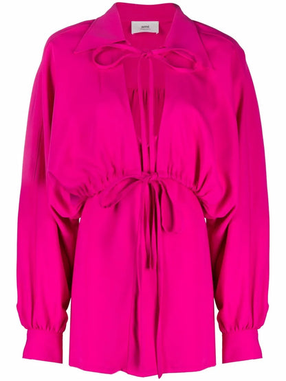 Bow-Detail Long-Sleeve Dress