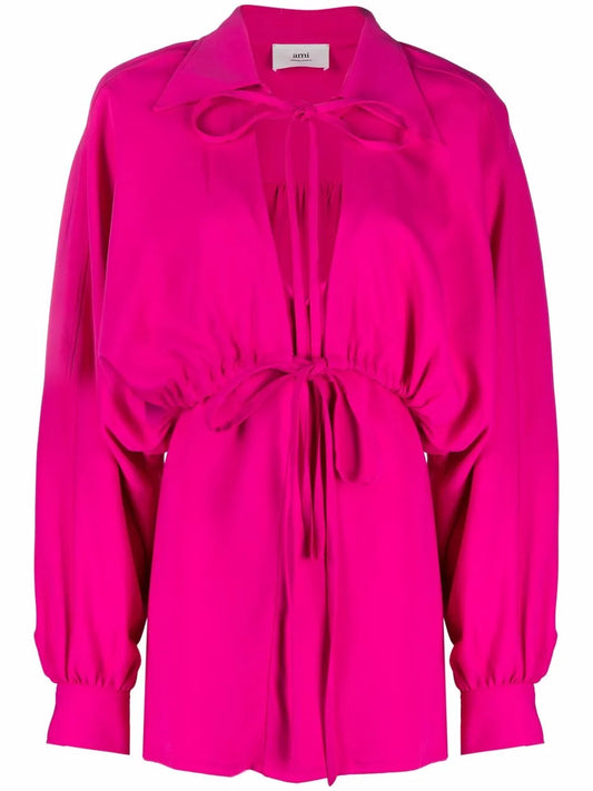 Bow-Detail Long-Sleeve Dress