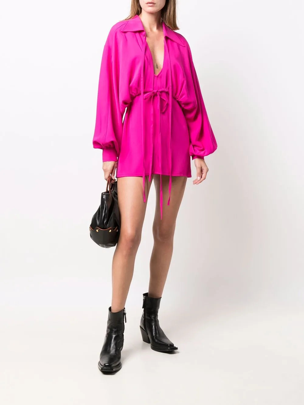 Bow-Detail Long-Sleeve Dress