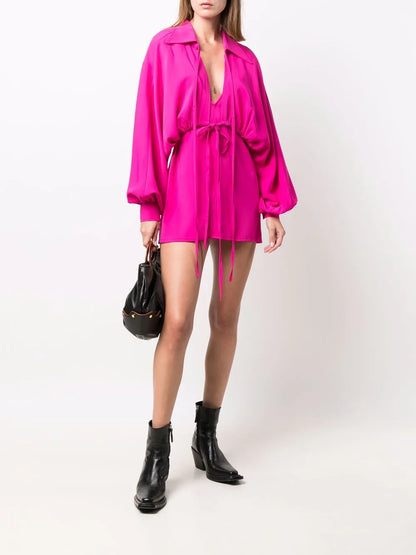 Bow-Detail Long-Sleeve Dress