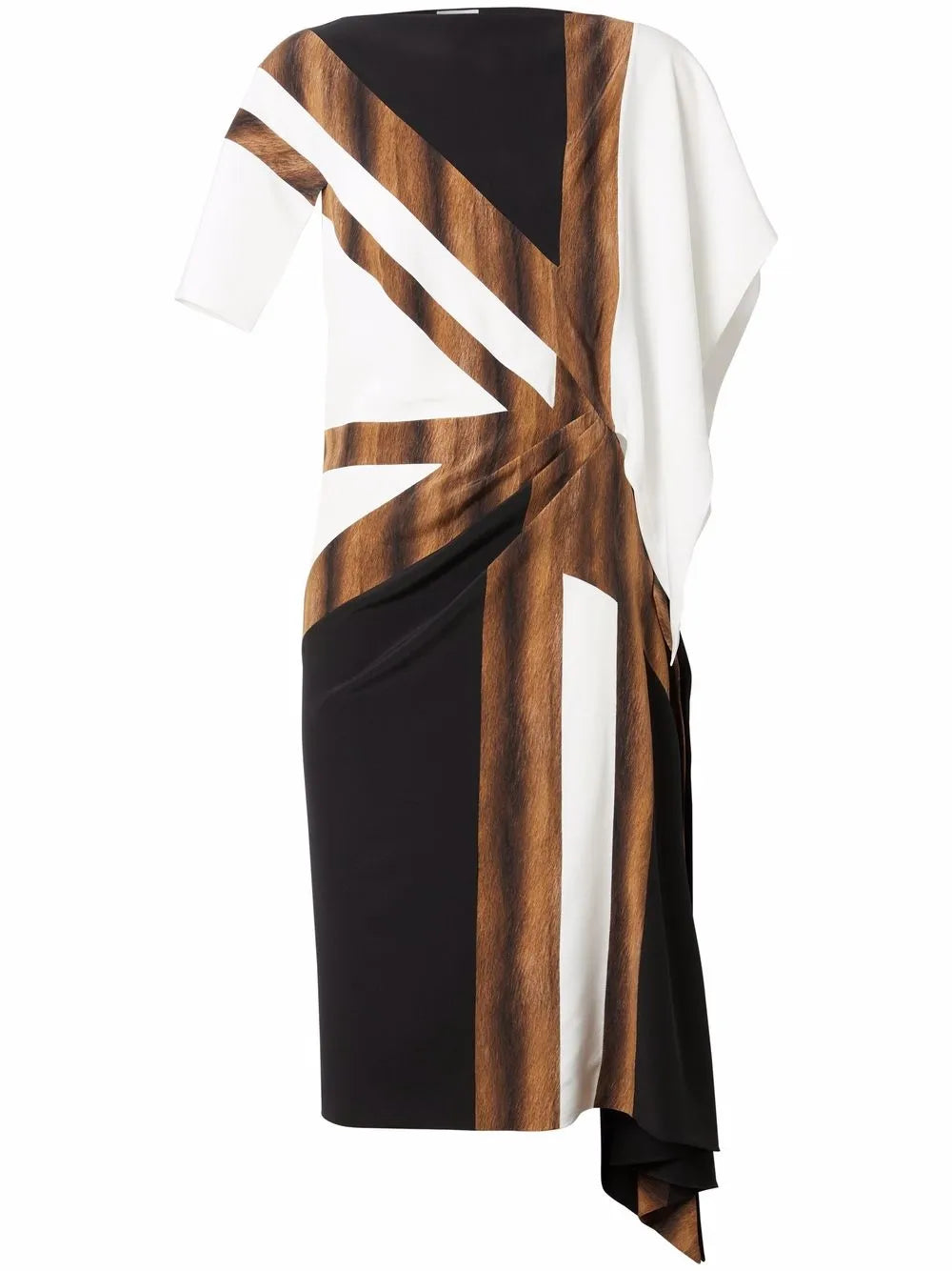 Flag-Print Silk Asymmetric Dress