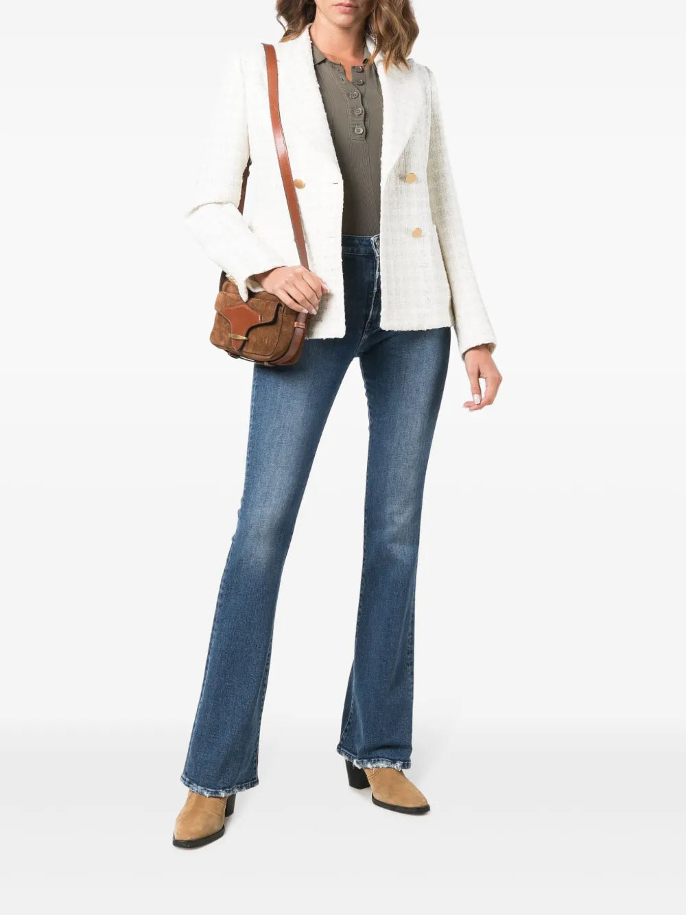 Stonewashed Flare-Cuff Jeans