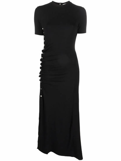Side-Buttons Midi Dress