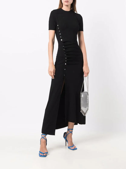 Side-Buttons Midi Dress
