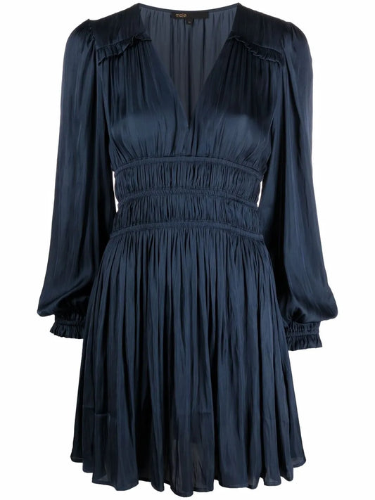 Ruffled Satin Mini Dress
