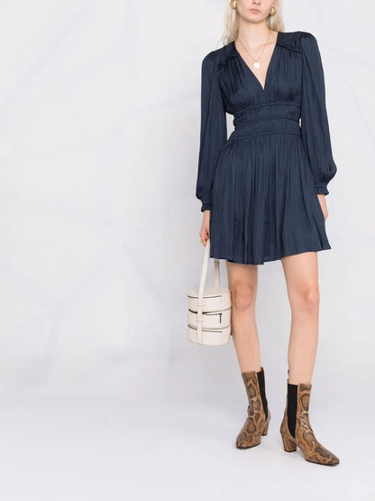 Ruffled Satin Mini Dress