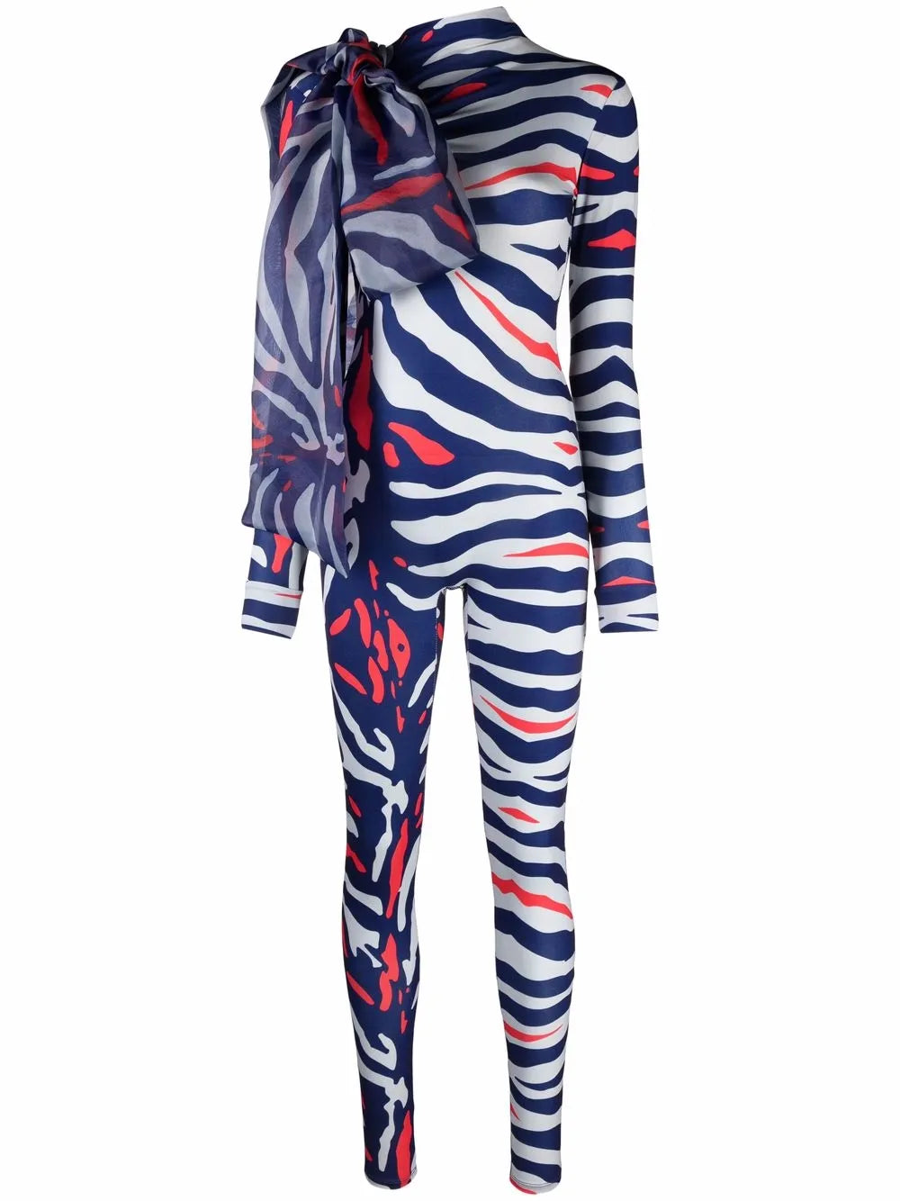 Animal-Print Bow-Detail Jumpsuit