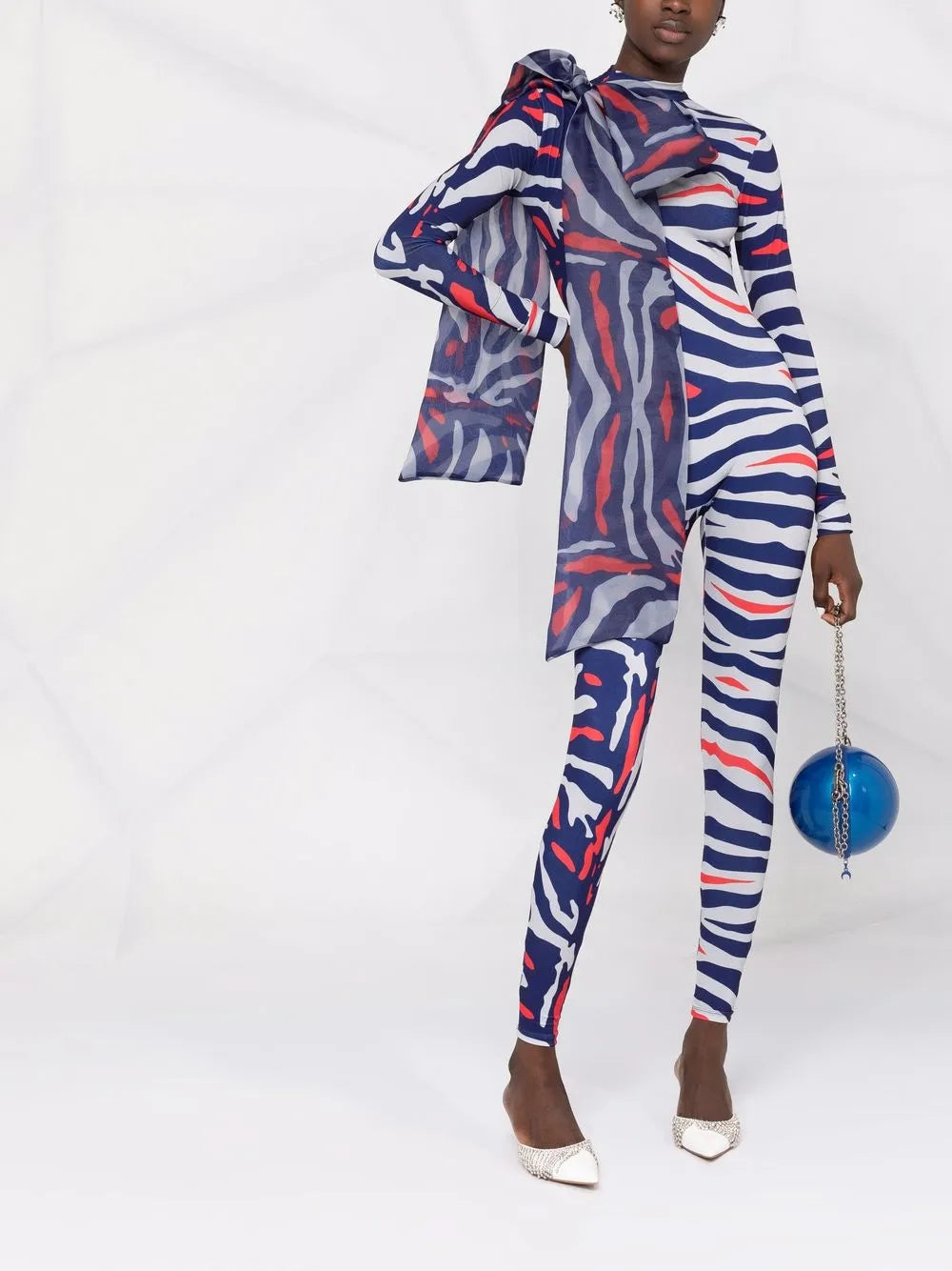 Animal-Print Bow-Detail Jumpsuit
