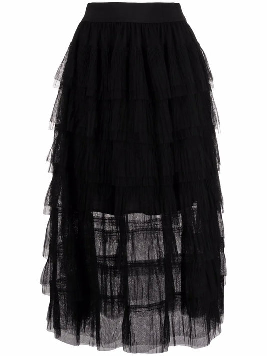 Layered Tulle Midi Skirt