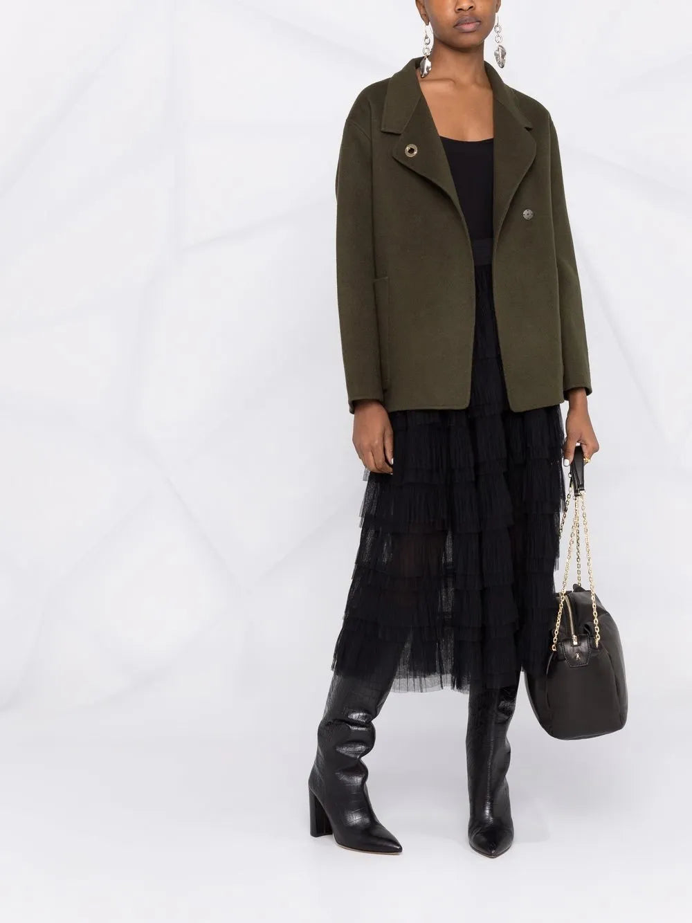 Layered Tulle Midi Skirt