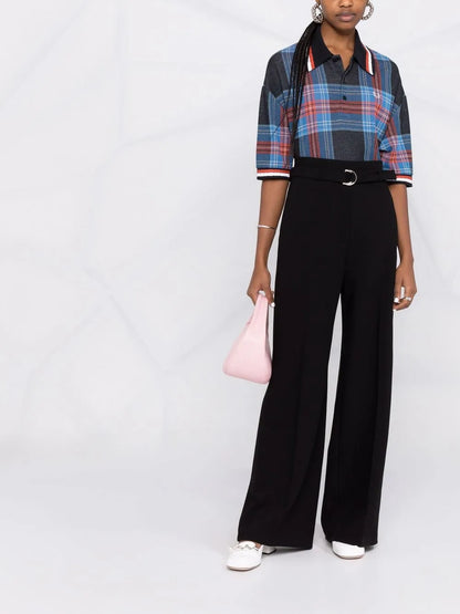 Belted-Waist Wide-Leg Trousers