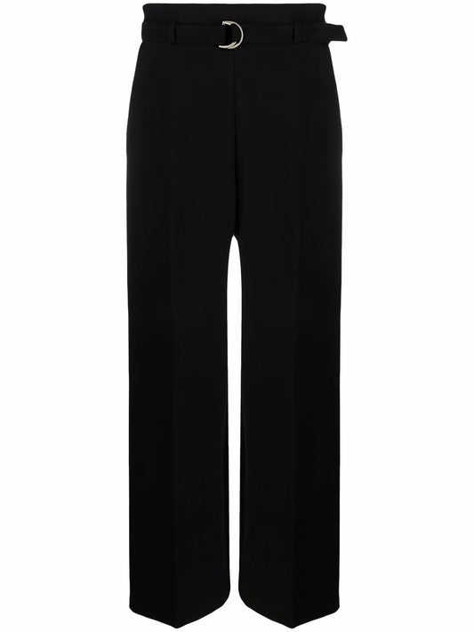 Belted-Waist Wide-Leg Trousers
