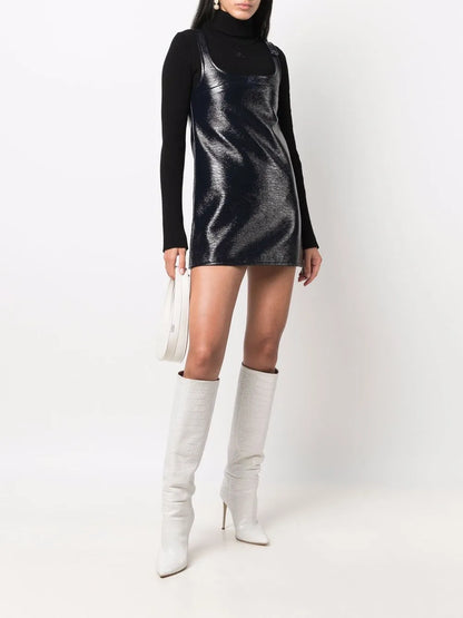 Sleeveless Vinyl Mini Dress