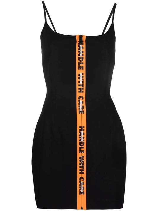 Gabardine Zipped Short Dress