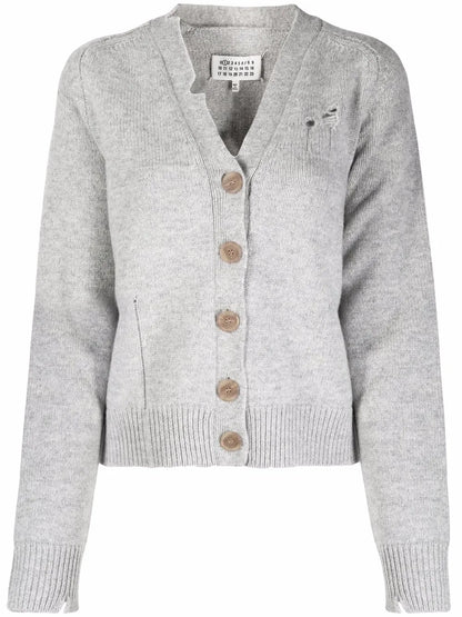 Distressed Button-Down Cardigan
