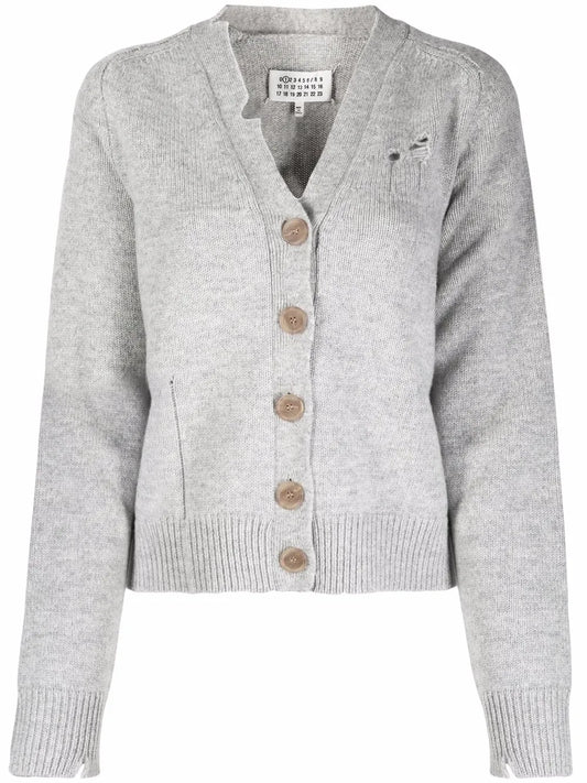 Distressed Button-Down Cardigan