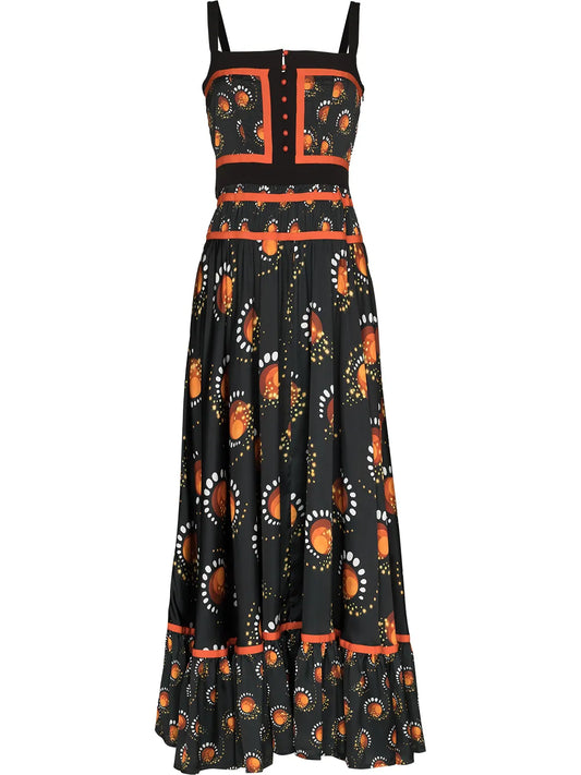 Graphic-Print Flared Maxi Dress