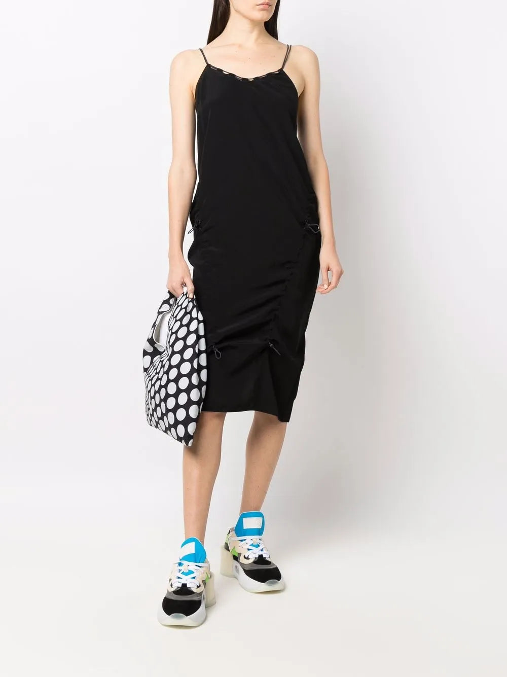 Drawstring Silk Midi Dress