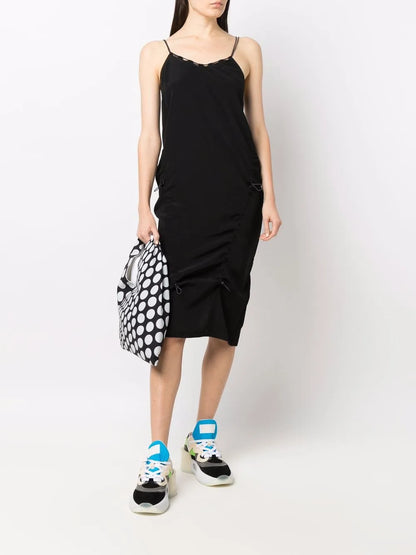 Drawstring Silk Midi Dress