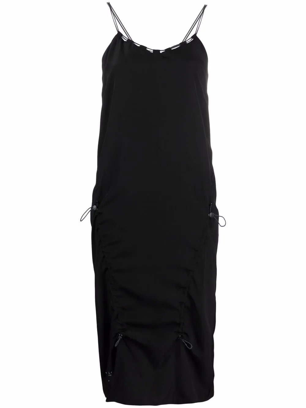 Drawstring Silk Midi Dress