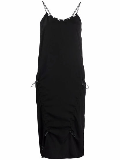 Drawstring Silk Midi Dress