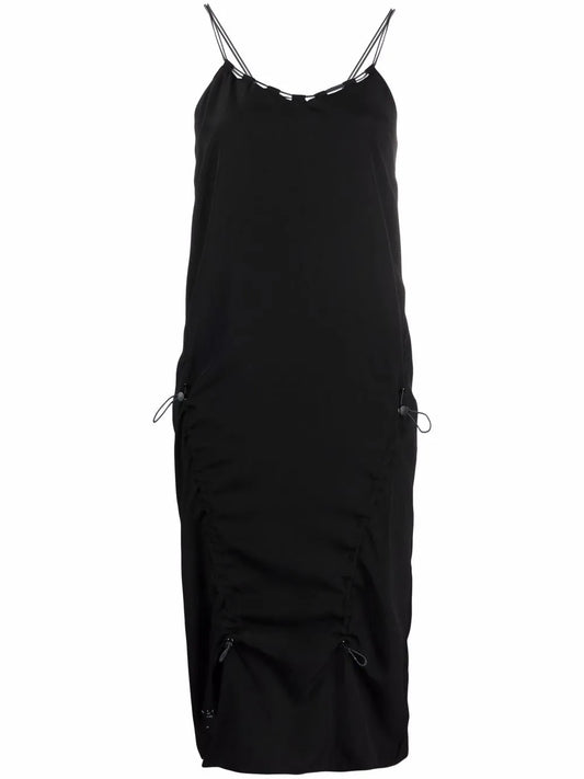 Drawstring Silk Midi Dress