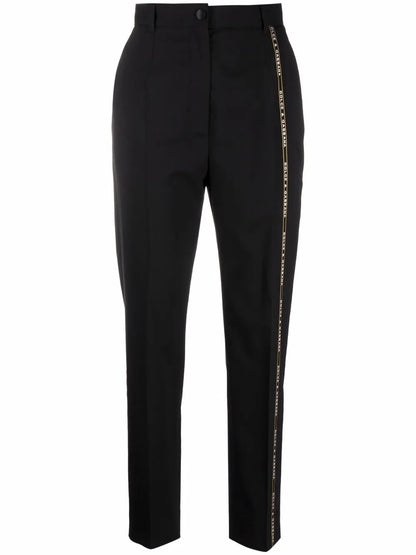 Logo-Trim Tapered-Leg Tailored Trousers