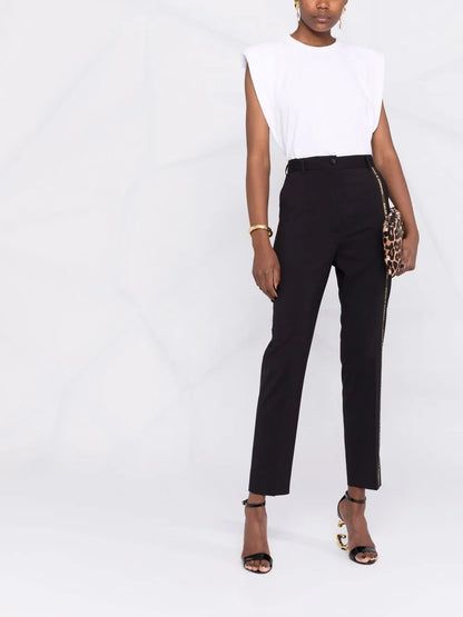Logo-Trim Tapered-Leg Tailored Trousers
