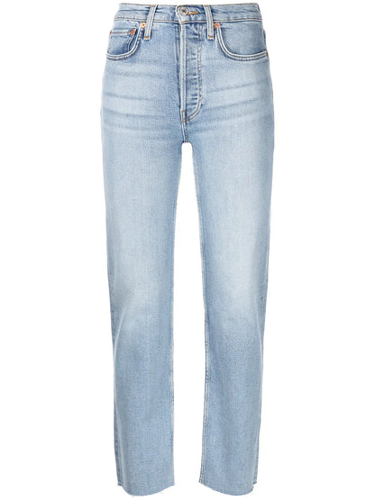 Stove Pipe High-Rise Straight Jeans