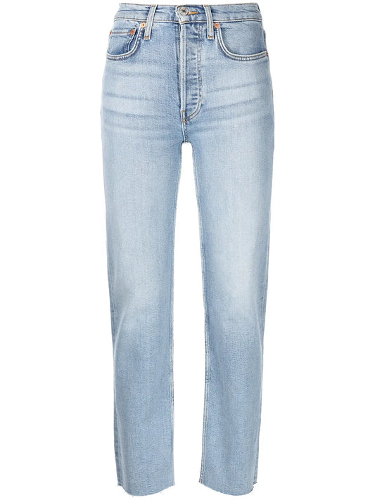 Stove Pipe High-Rise Straight Jeans