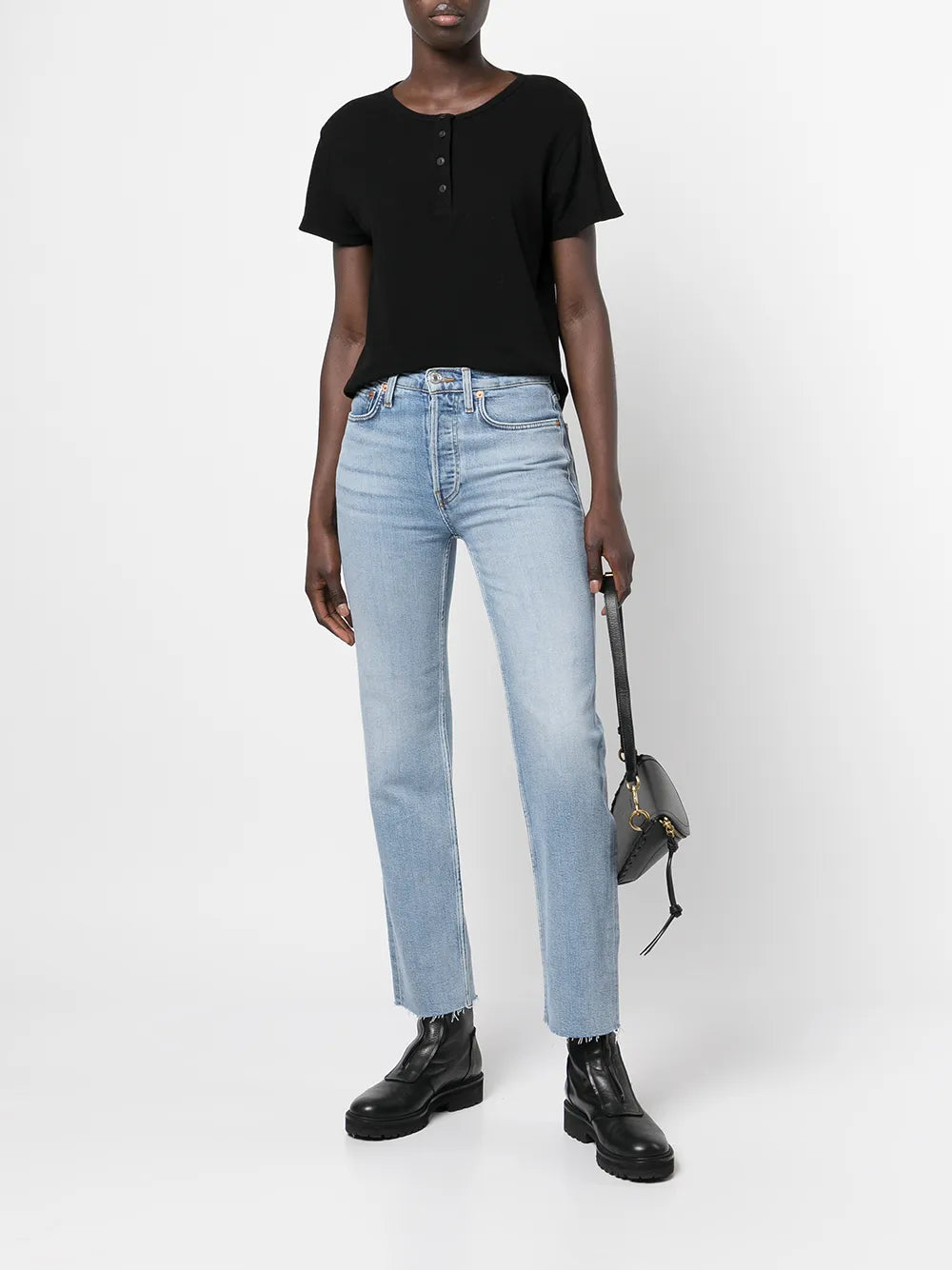 Stove Pipe High-Rise Straight Jeans