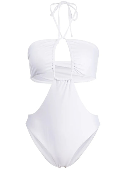 Bandeau-Style Rear-Tie Swimsuit