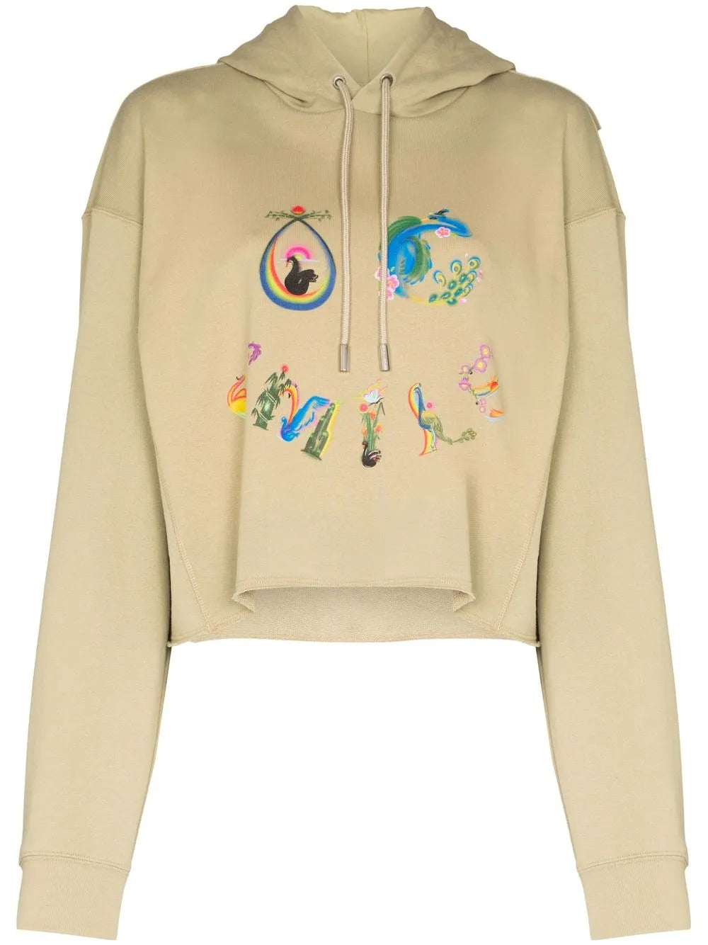 Smile-Print Cropped Hoodie