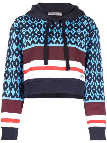 Logo-Print Striped Hoodie